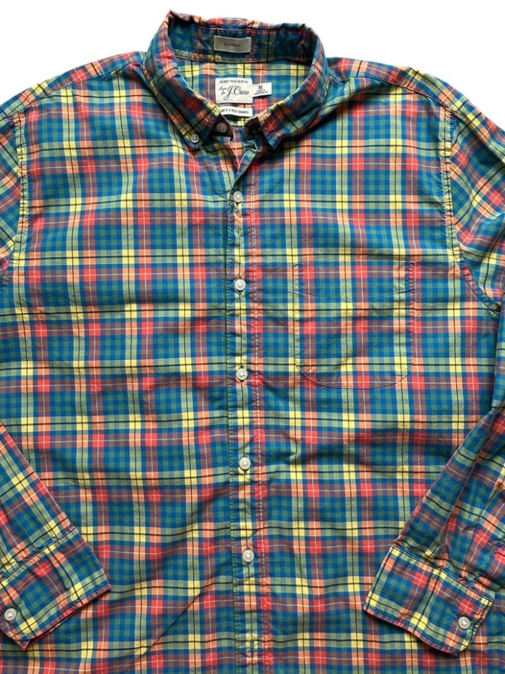 J CREW Button Down Shirt Mens Med LS Cotton 100's 2-PLY Yarns Classic